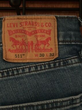 Levi's 511 Men's Skinny Jeans - Denim Blue with Tan Patch